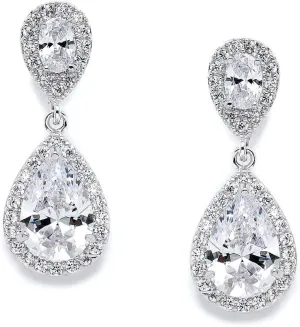 Mariell Cubic Zirconia Crystal Teardrop Dangle Bridal and Wedding Earrings, CZ Jewelry for Brides, Bridesmaids, Homecoming, Prom and Dressy Everyday Wear