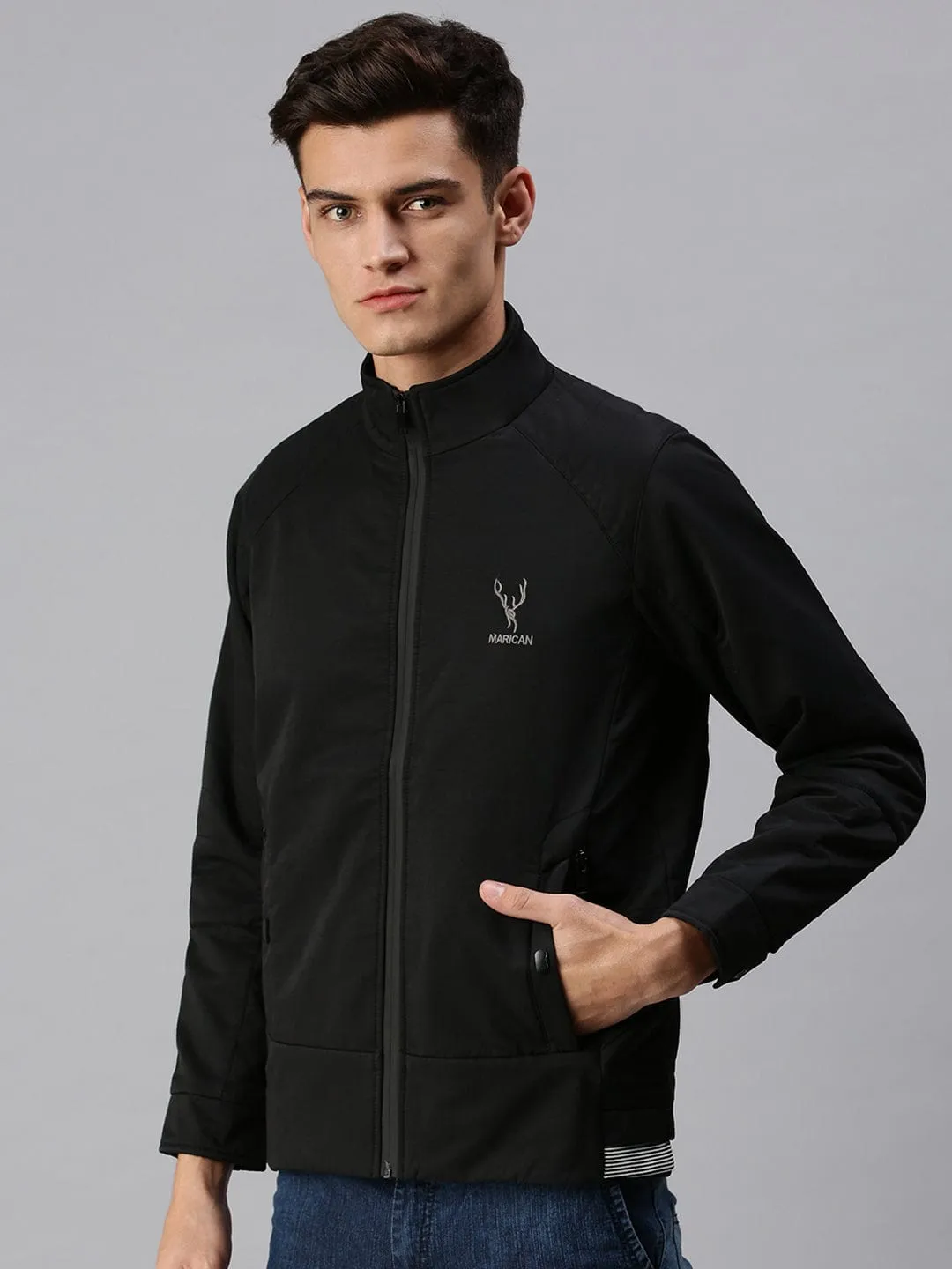 Men Black Sporty Jacket