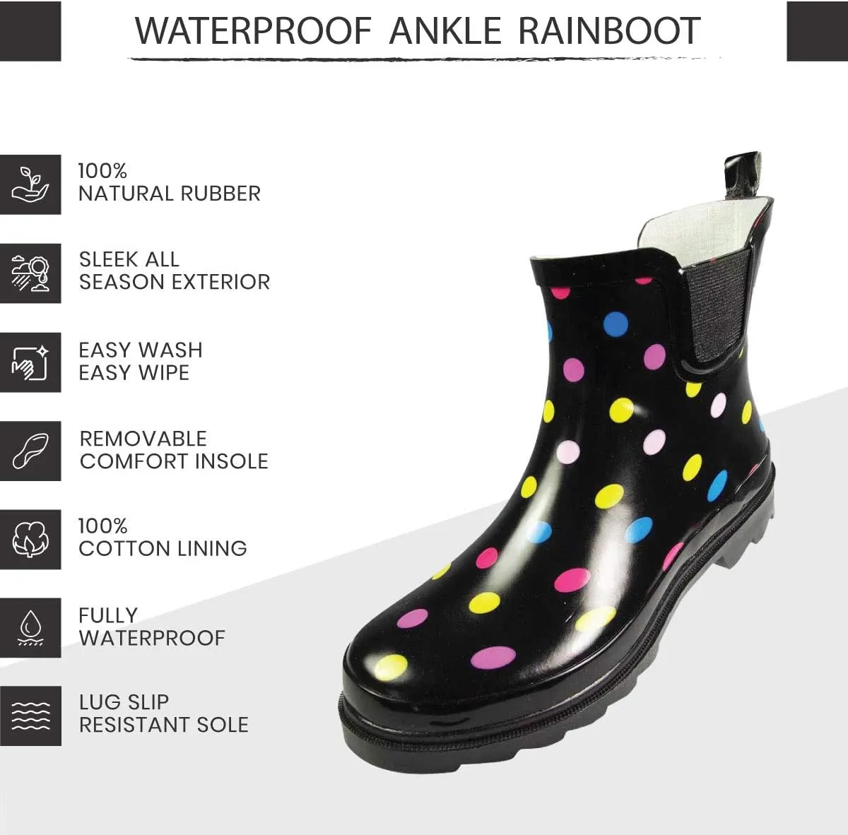 NORTY - Womens Ankle Rain Boots - Ladies Waterproof Winter Spring Garden Boot runs  size large