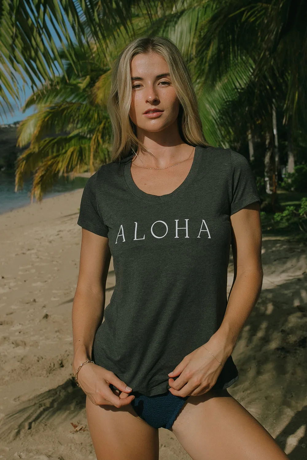 O E Scoop Tee in Cloud Gray