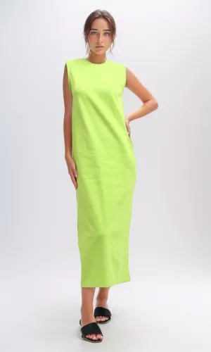 O198522 Summer Sleeveless Midi Dress - Neon Green