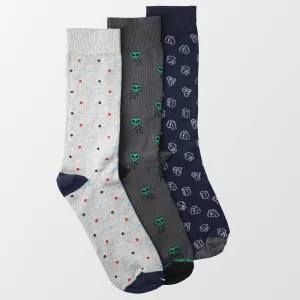Pack of 3 - Crew Socks - Printed