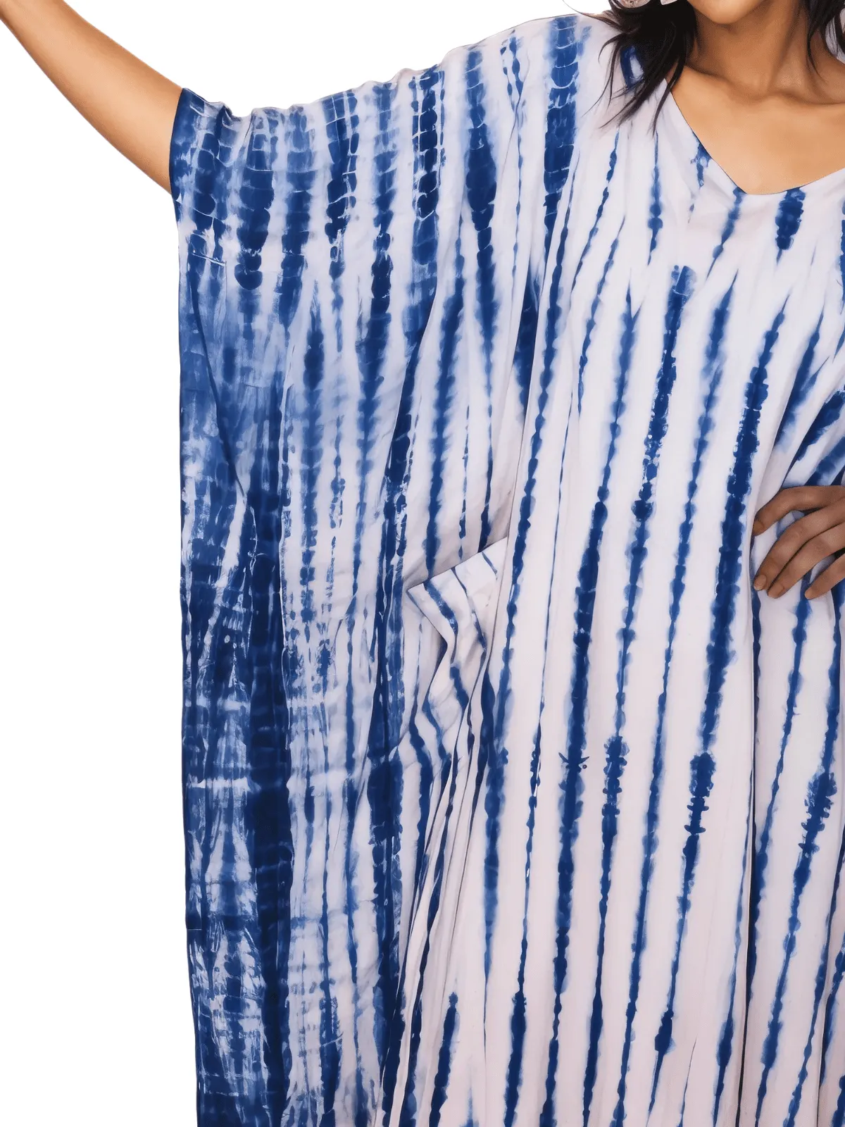 Pink/Navy blue Hand-Dyed Tie-Dye Maxi Kaftan Dress – Boho Chic, Flowy and Comfortable