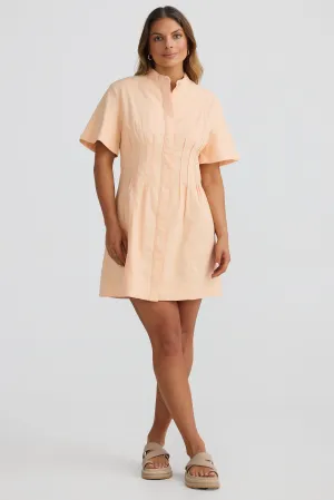 Pintuck Mini Dress - Peach