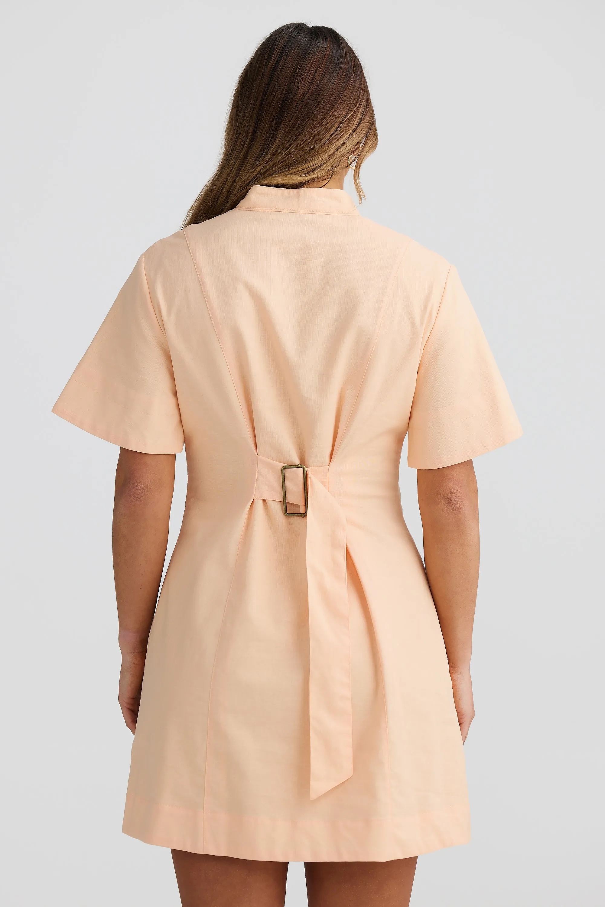 Pintuck Mini Dress - Peach