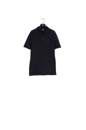 Polo noir col classique à détail brodé