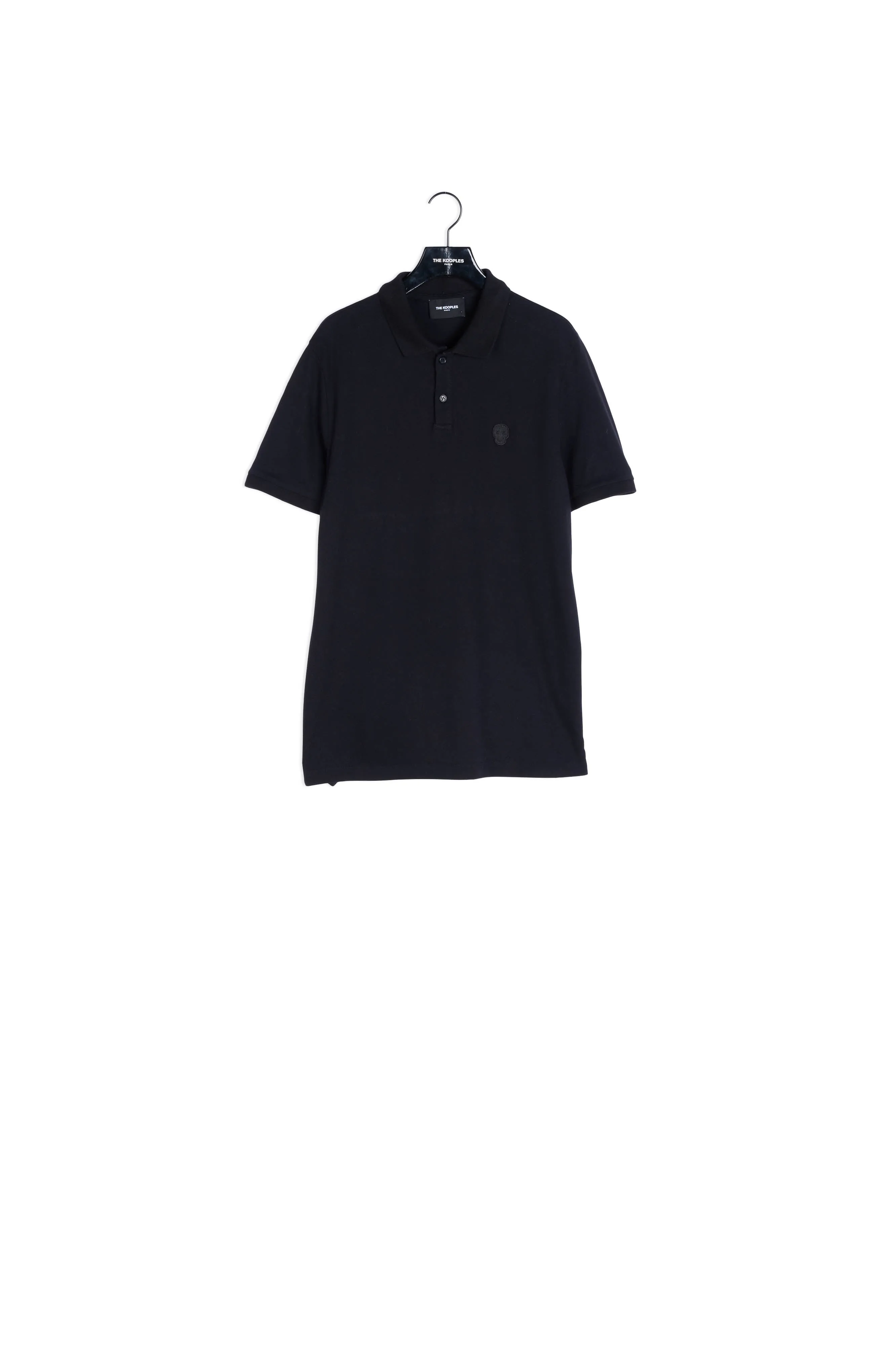 Polo noir col classique à détail brodé