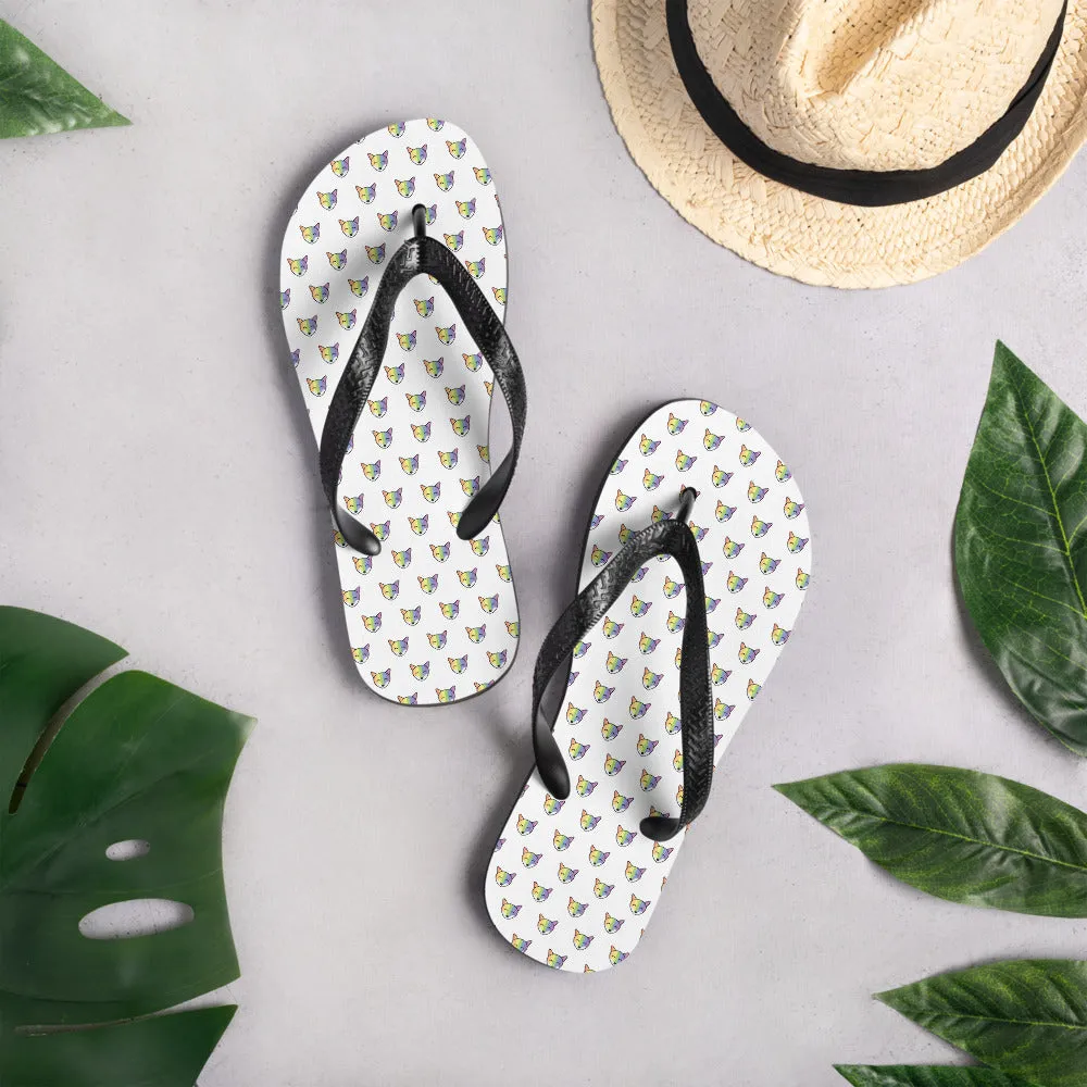 Rainbow Fox Flip-Flops