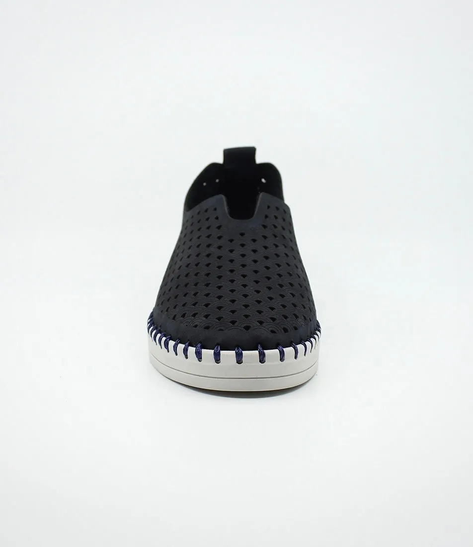 Sala Europe Lasso Deep Ocean Blue Perforated Leather Slip On Shoe Made In Turkey