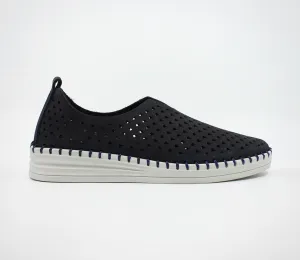 Sala Europe Lasso Deep Ocean Blue Perforated Leather Slip On Shoe Made In Turkey
