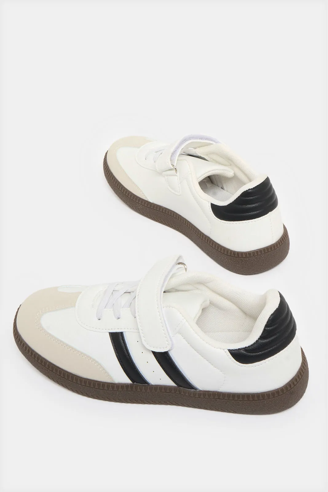 Senior Boys White Overlay Sneakers