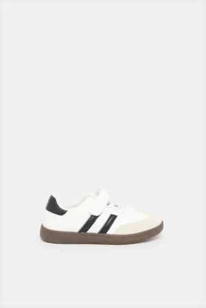 Senior Boys White Overlay Sneakers