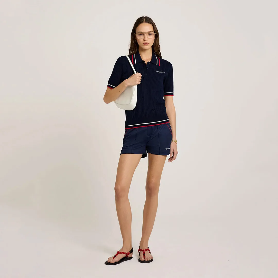 Serif Logo Mila Polo Short-Sleeves Navy/White/Bright Red