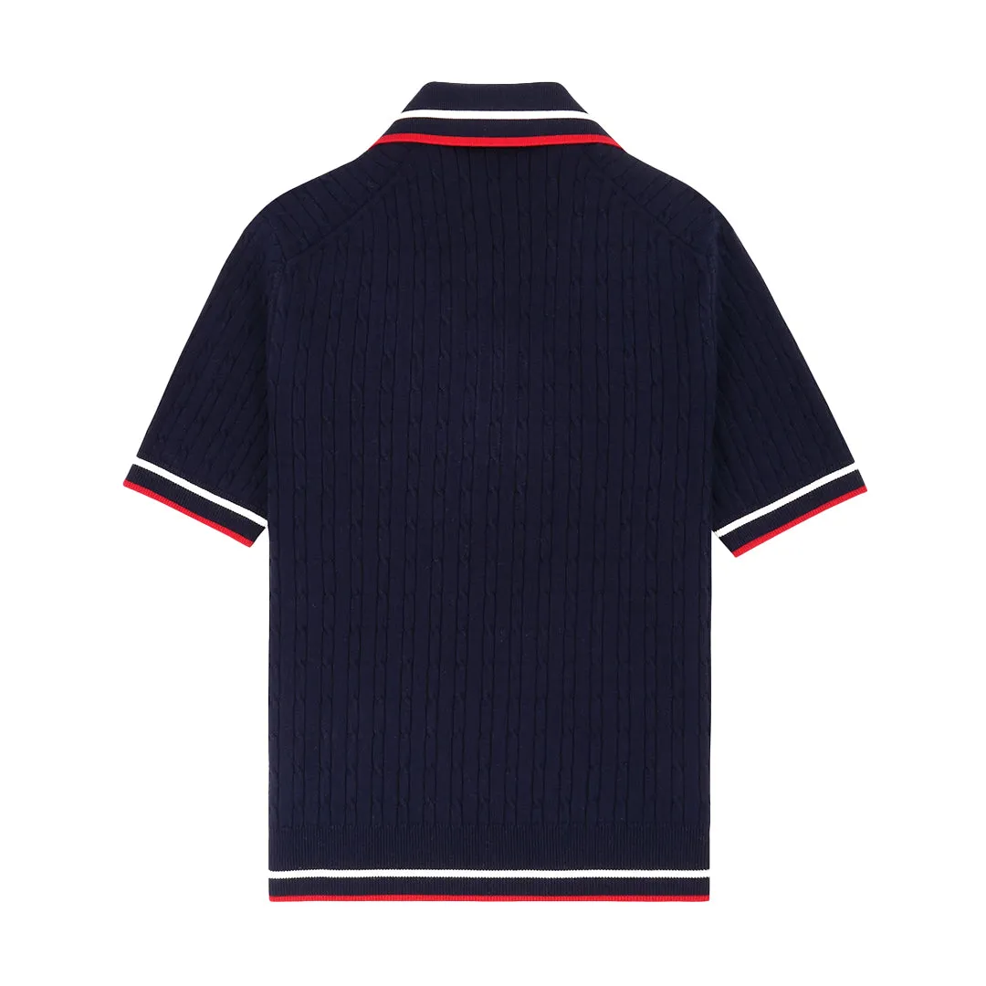 Serif Logo Mila Polo Short-Sleeves Navy/White/Bright Red