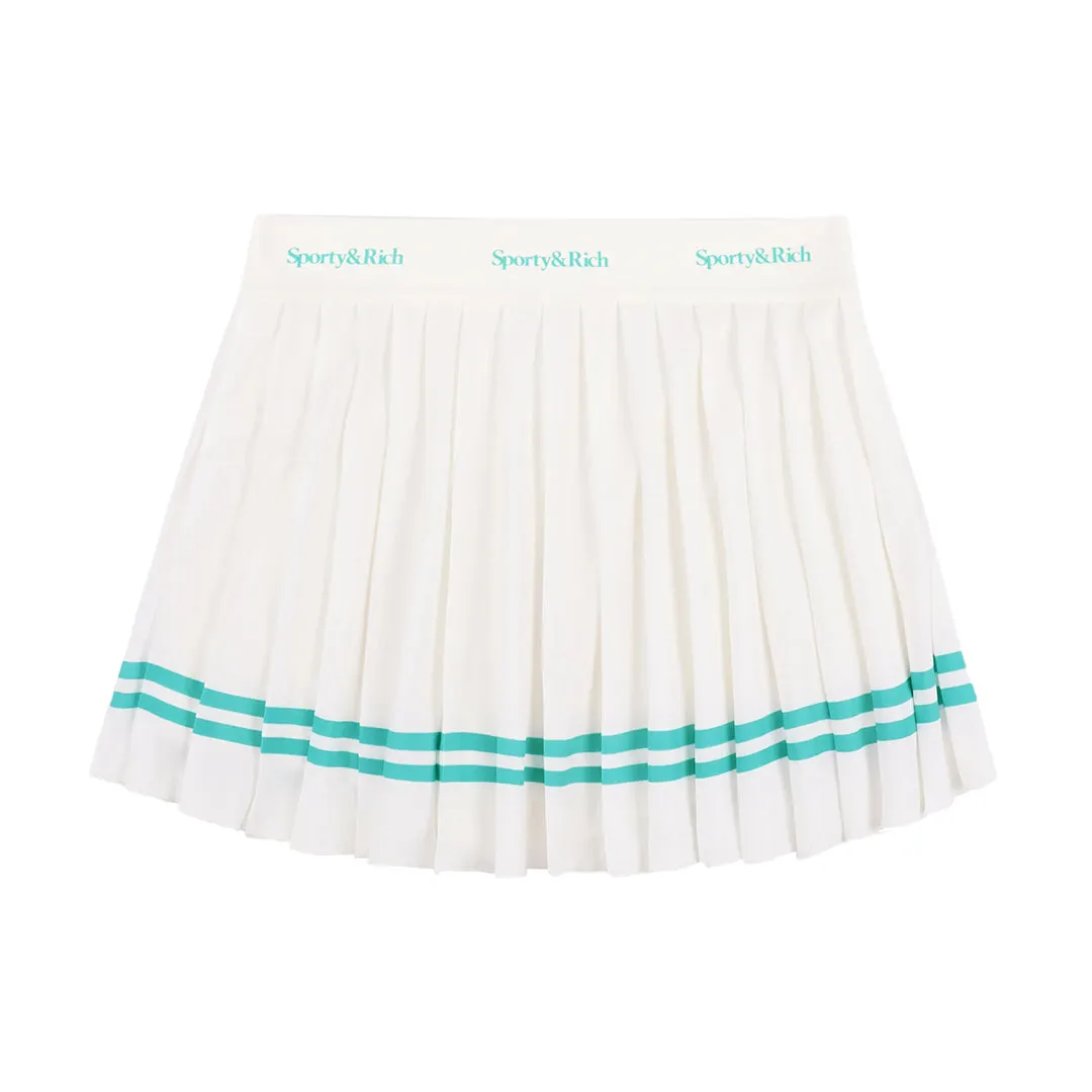 Serif Logo Pleated Skirt Coconut/Caribbean