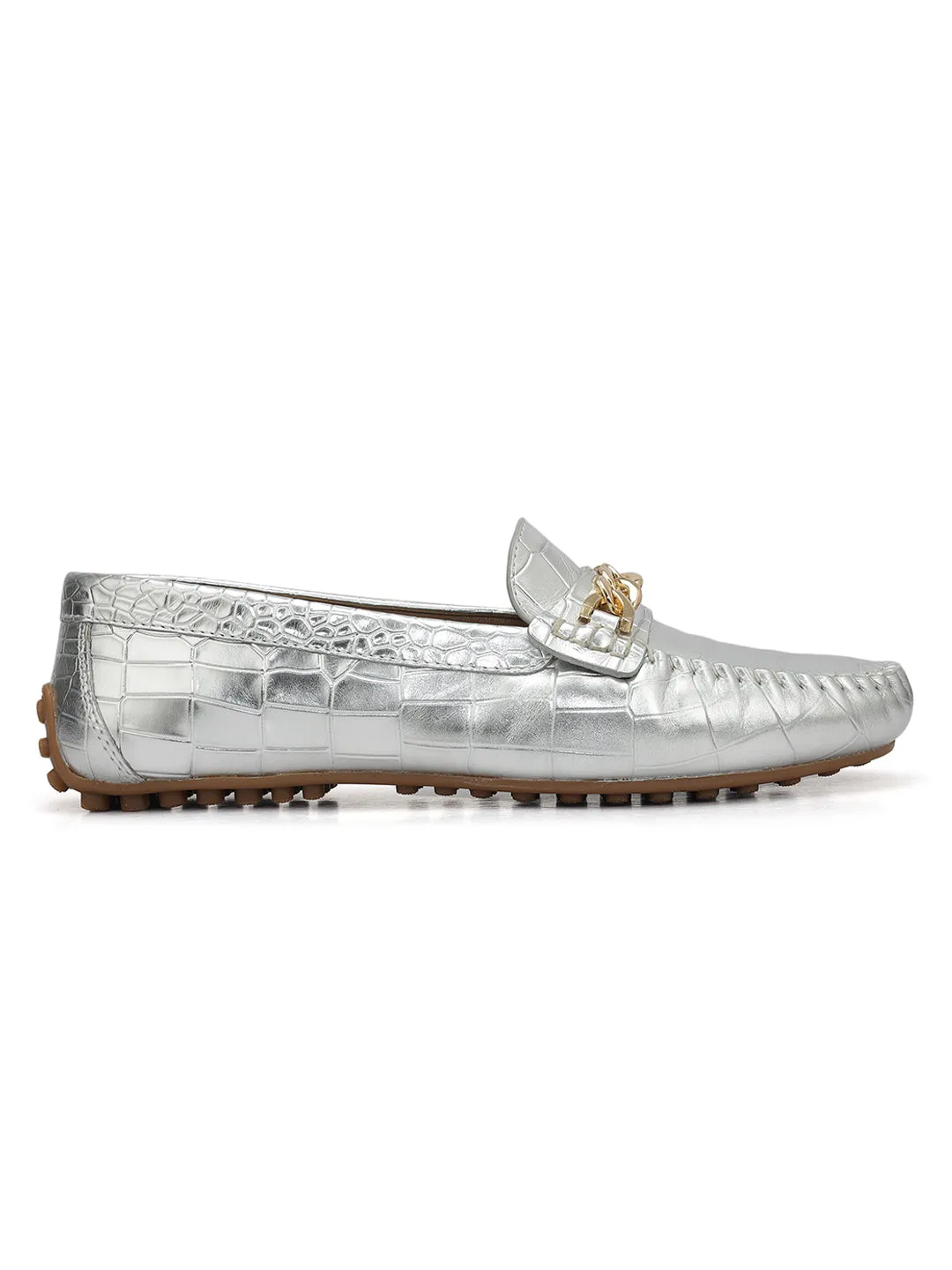 Silver Chain Embellished Moccasins