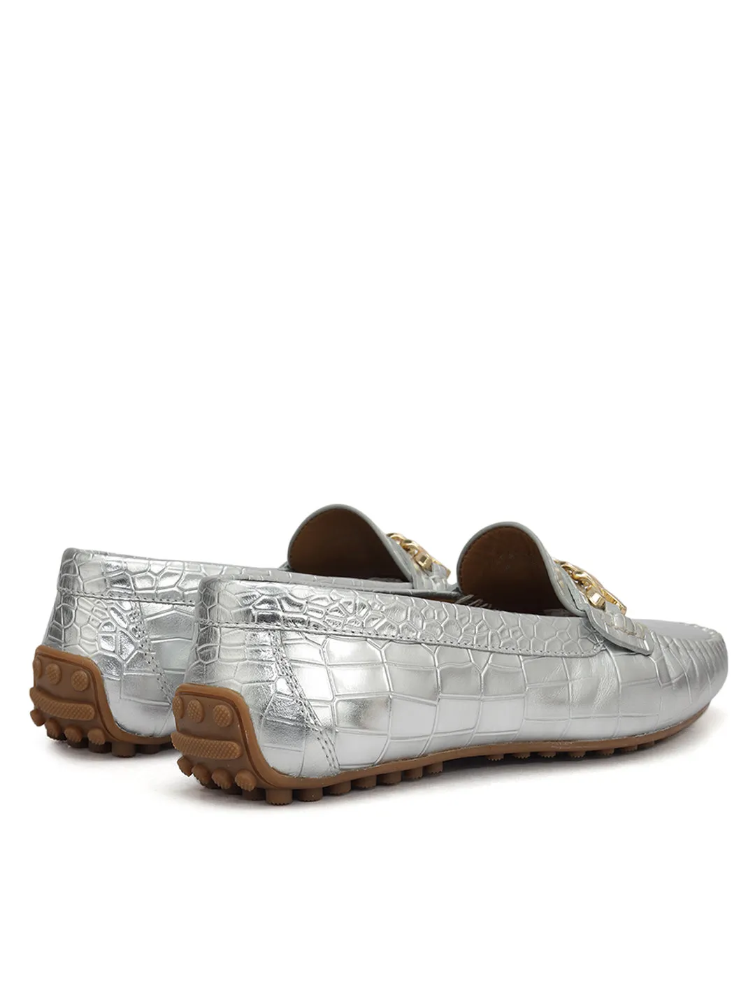 Silver Chain Embellished Moccasins