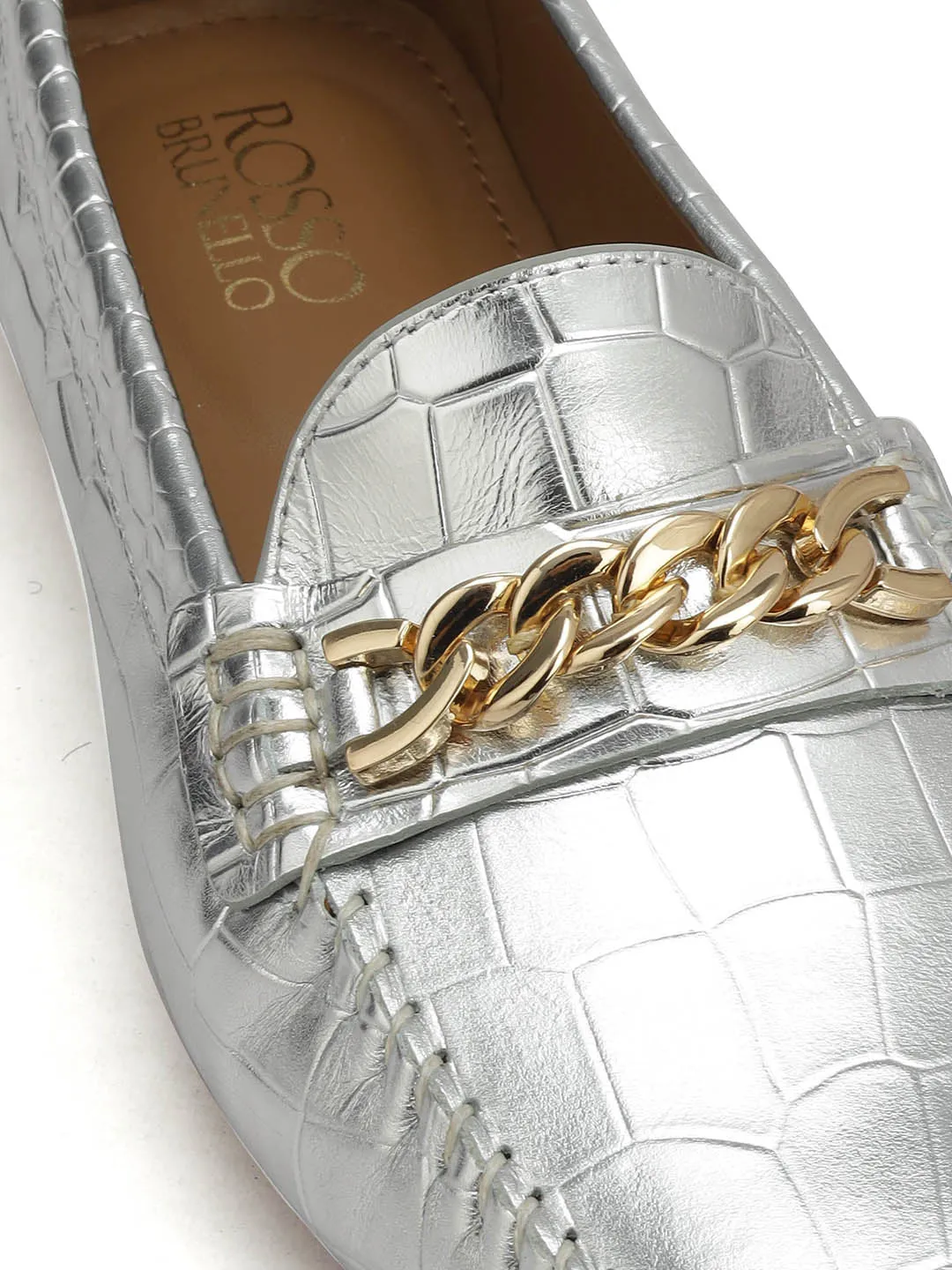 Silver Chain Embellished Moccasins