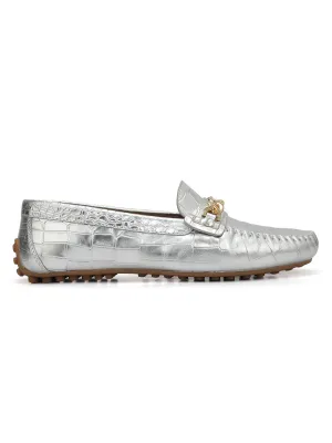 Silver Chain Embellished Moccasins