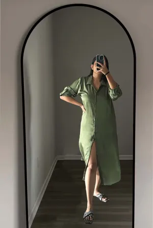 SOLID SHIRTDRESS - GREEN