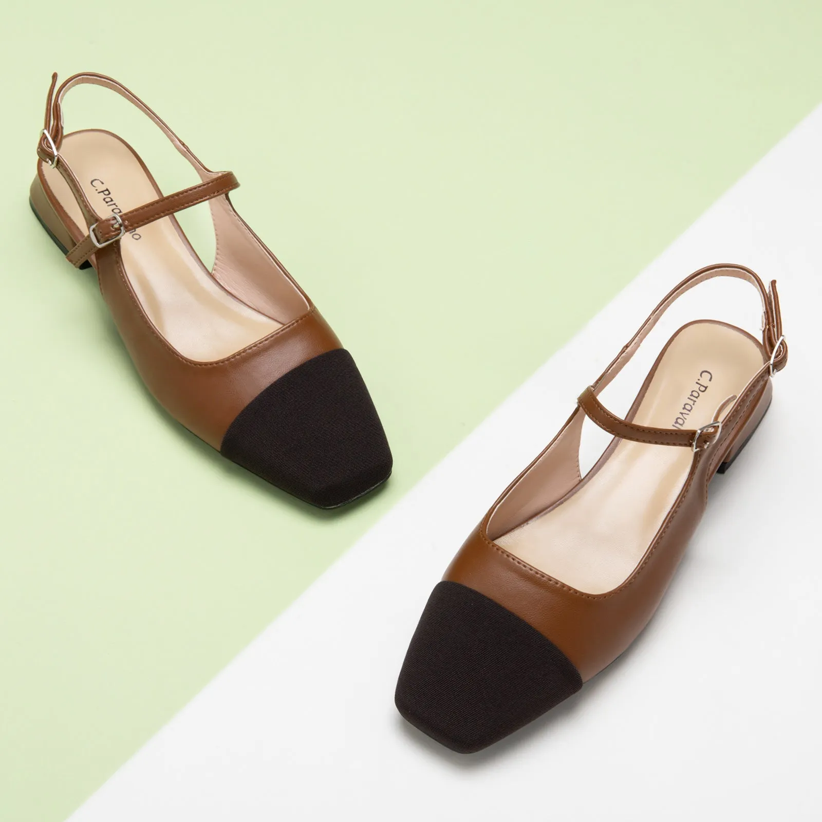 Square-Toe Slingback Flats (Felicia)
