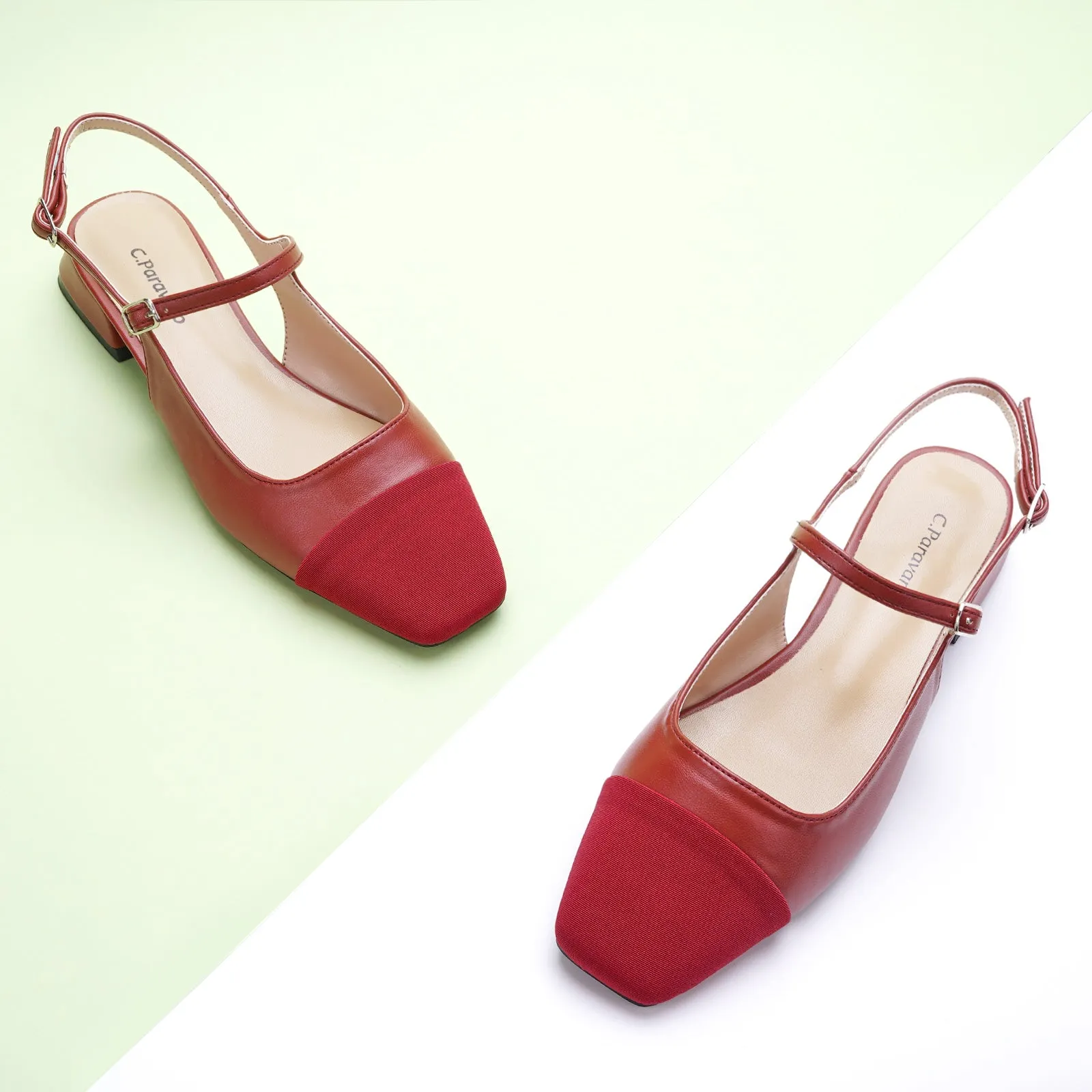 Square-Toe Slingback Flats (Felicia)
