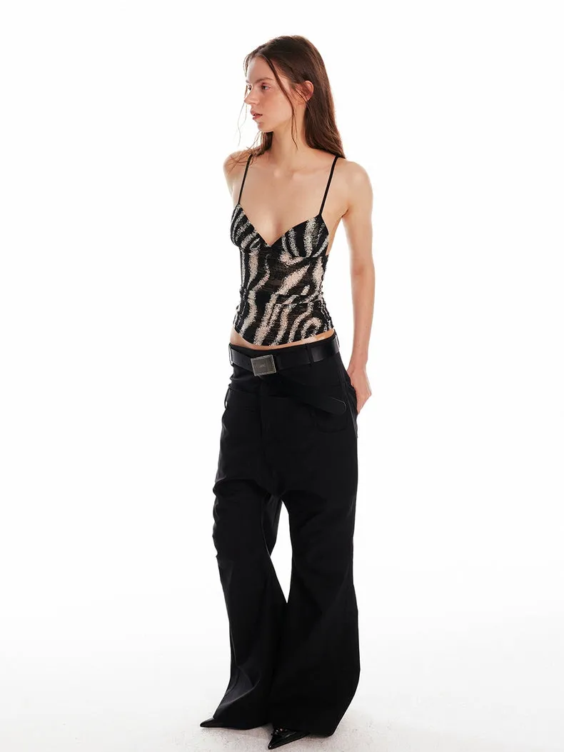 Striped & Zebra V-Neck Spaghetti Strap Top