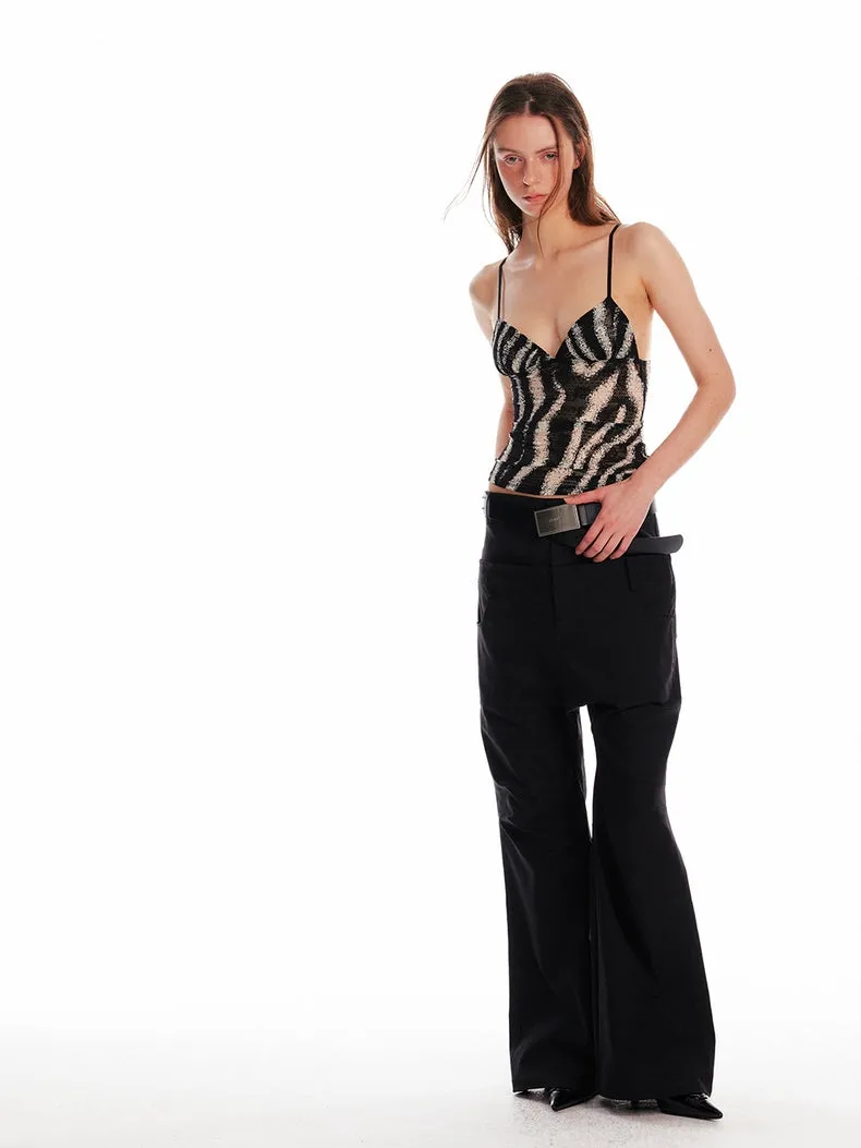 Striped & Zebra V-Neck Spaghetti Strap Top