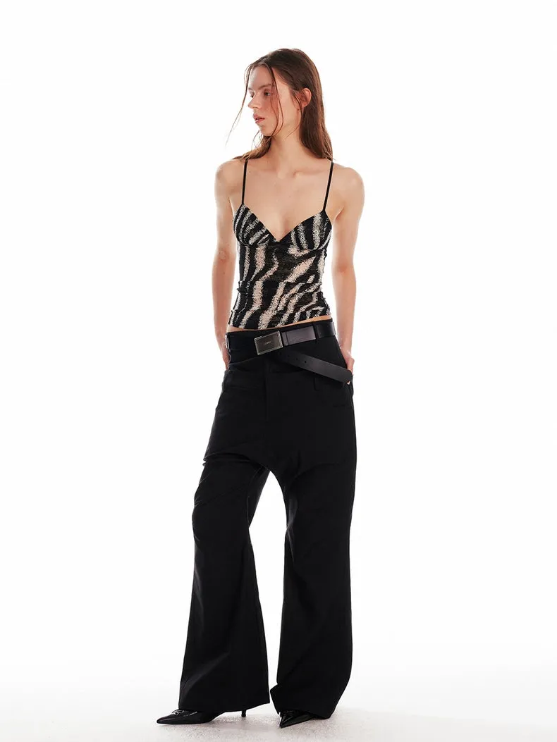 Striped & Zebra V-Neck Spaghetti Strap Top
