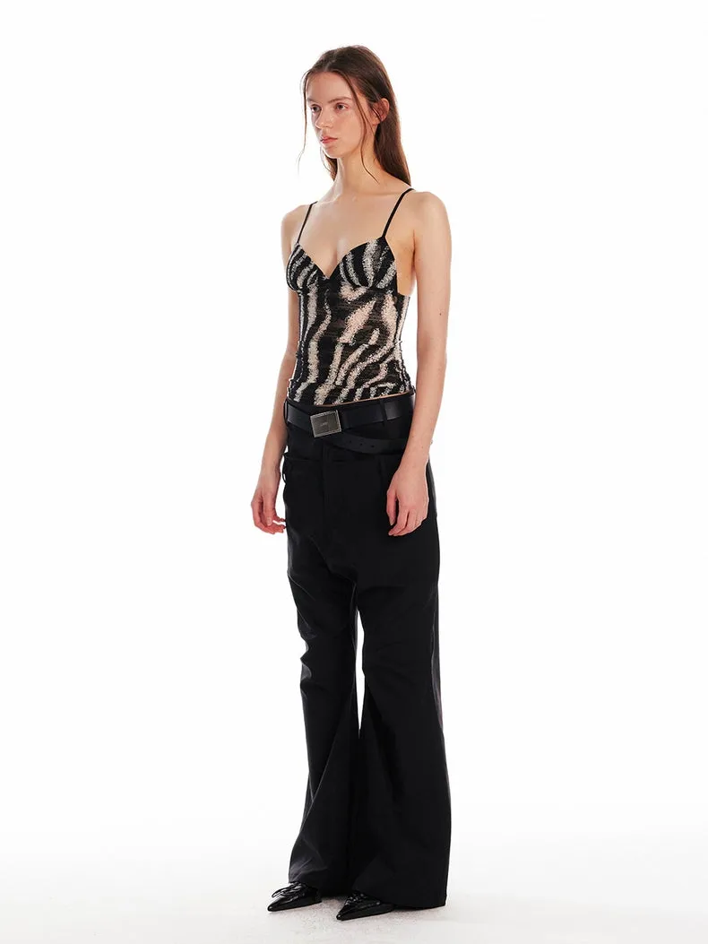 Striped & Zebra V-Neck Spaghetti Strap Top