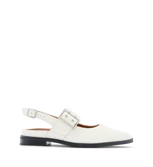 Sunbeam White Croc Emboss Leather Flats