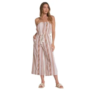 Two Tone Strapless Jumpsuit - Beige