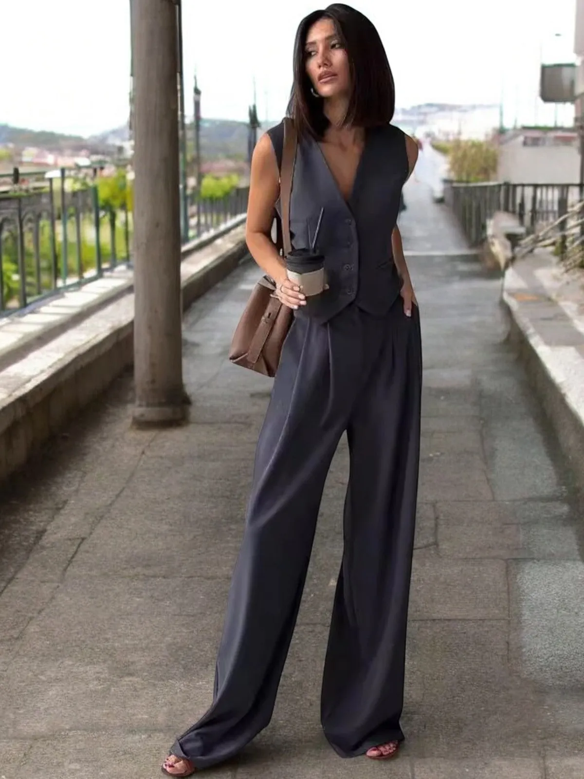 Verity Waistcoat & Wide-Leg Pants Set