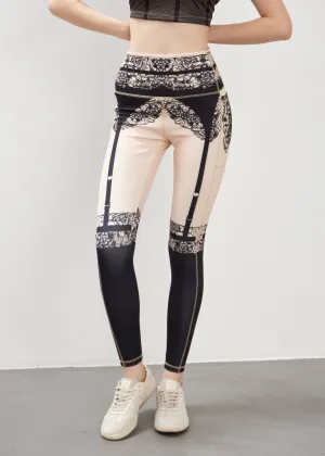 Vintage Print Leggings with Pockets for Women  Yoga, Workout, Everyday Wear