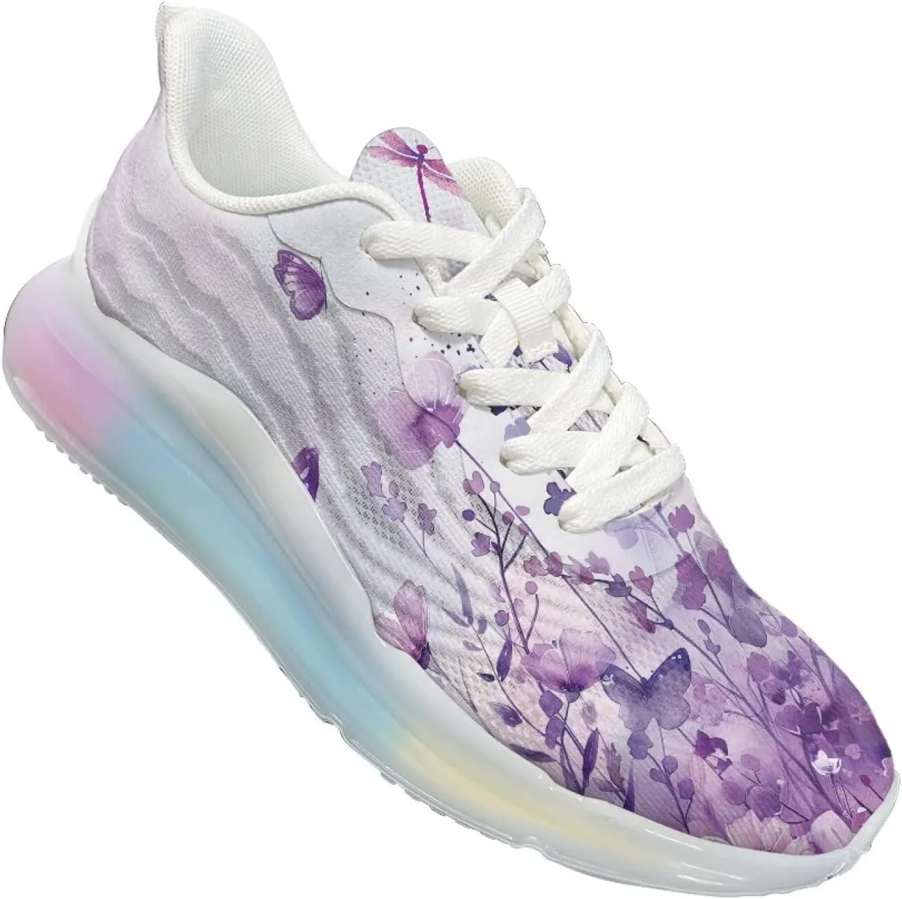 Women Air Cushion Running Shoe Flowers Print Sport Shoes Non Slip Breathable Athletic Tennis Fitness Sneaker US6-11