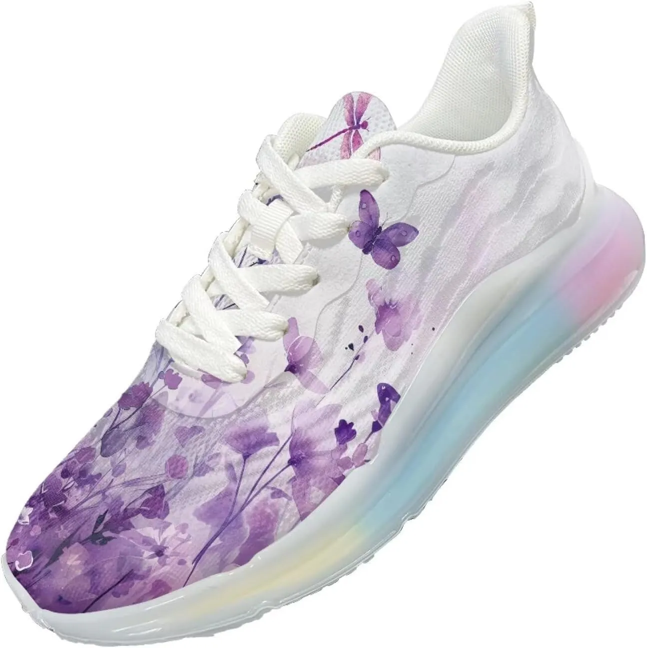 Women Air Cushion Running Shoe Flowers Print Sport Shoes Non Slip Breathable Athletic Tennis Fitness Sneaker US6-11