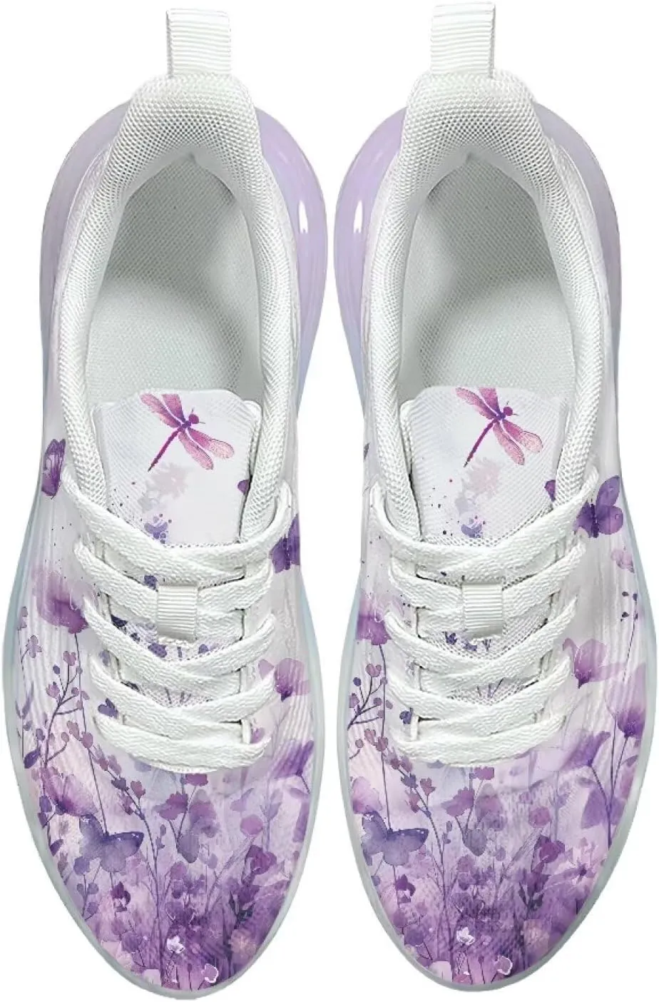 Women Air Cushion Running Shoe Flowers Print Sport Shoes Non Slip Breathable Athletic Tennis Fitness Sneaker US6-11